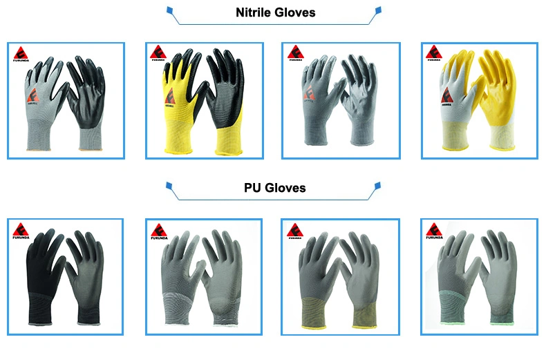 Economy Gray Polyester Nylon Gray Flat Smooth Nitrile Coated Work Gloves Oil Resistant Working Gloves