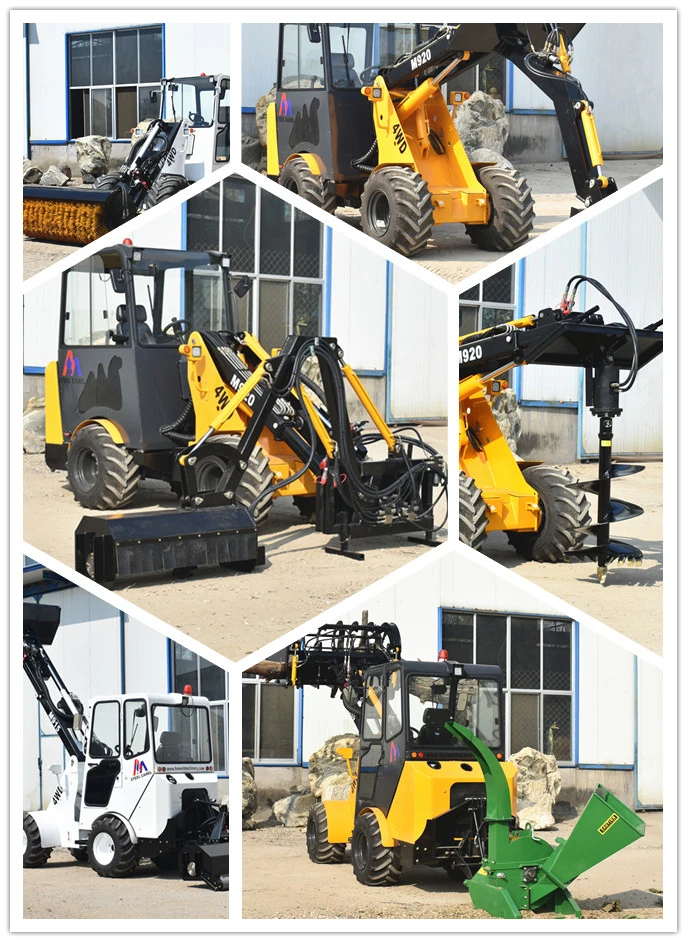 1.5 Ton Telescopic Boom Wheel Loader with Skid Steer Loader Hydraulic Hedge Trimmer