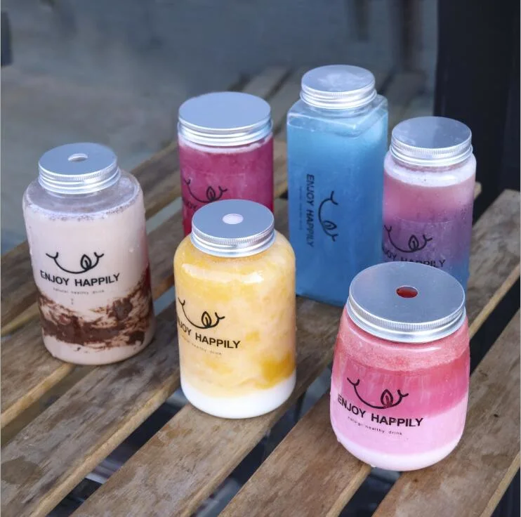 Wholesale 250ml 350ml 32oz Round Bubble Tea Plastic Beverage Bottle with Custom Logo Label