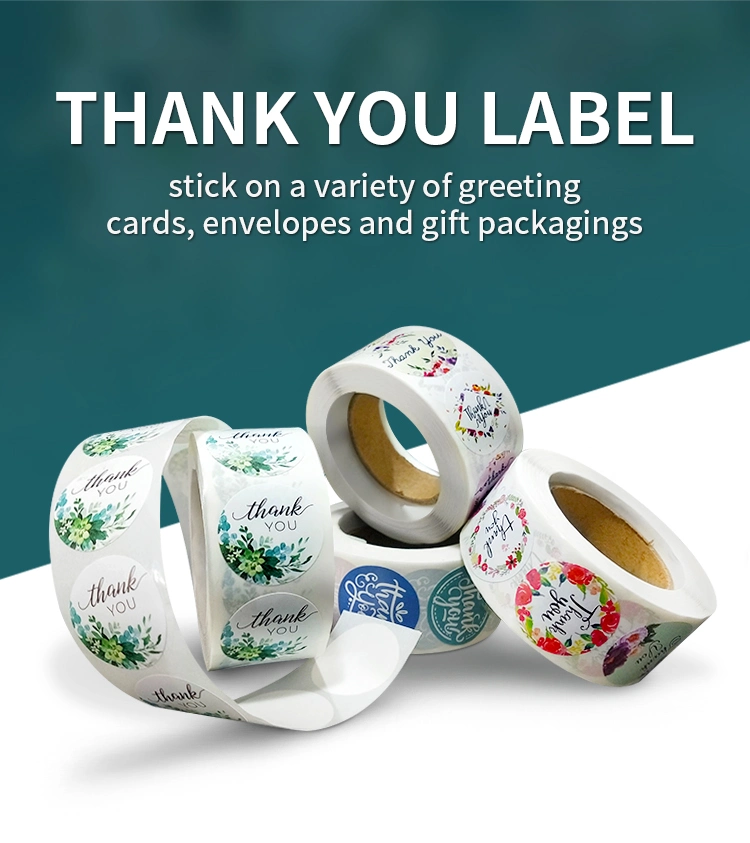 Hot Selling Self Adhesive Paper Custom Round Thank You Label Thermal Paper Sticker Roll