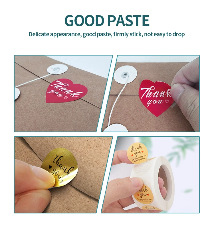 High Quality Love Thank You Kraft Thermal Paper Adhesive Sealing Label