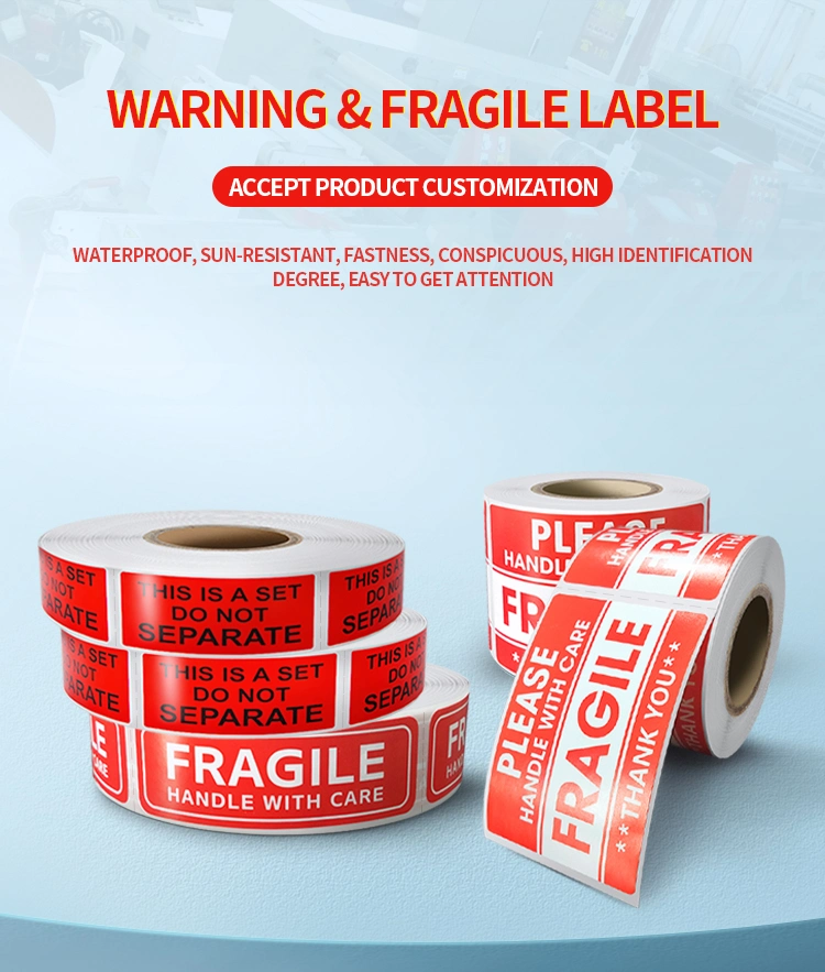 Bright Red Fragile Label Sticker Roll Amazon Warning Fragile Shipping Stickers
