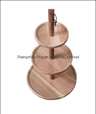 Multi-Layers Acacia Wood Tray for Cake, Bread, Fruit Dessert.