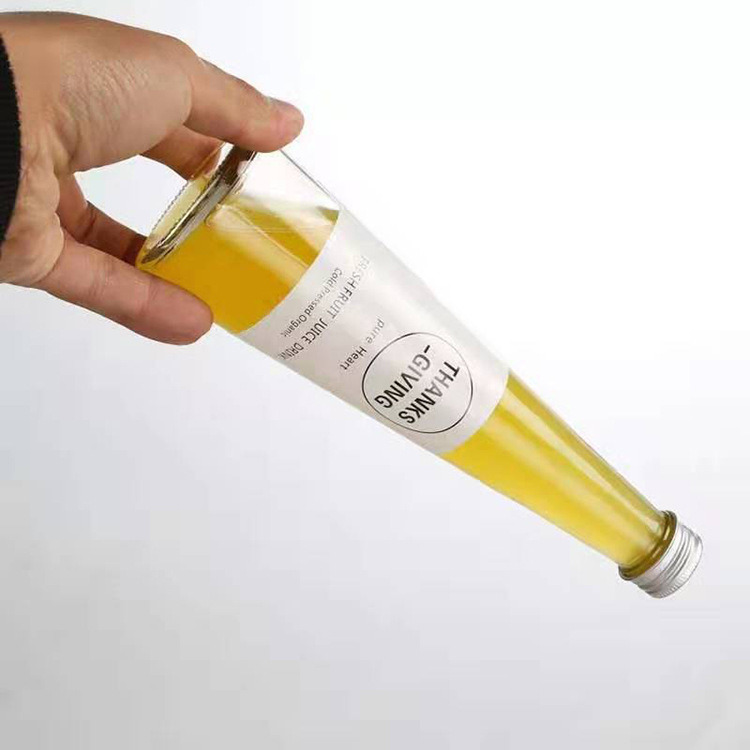 330ml Conical Aluminum Lid Cold Tea Bottle Glass Beverage Bottle Juice Bottle Custom Beverage Bottle
