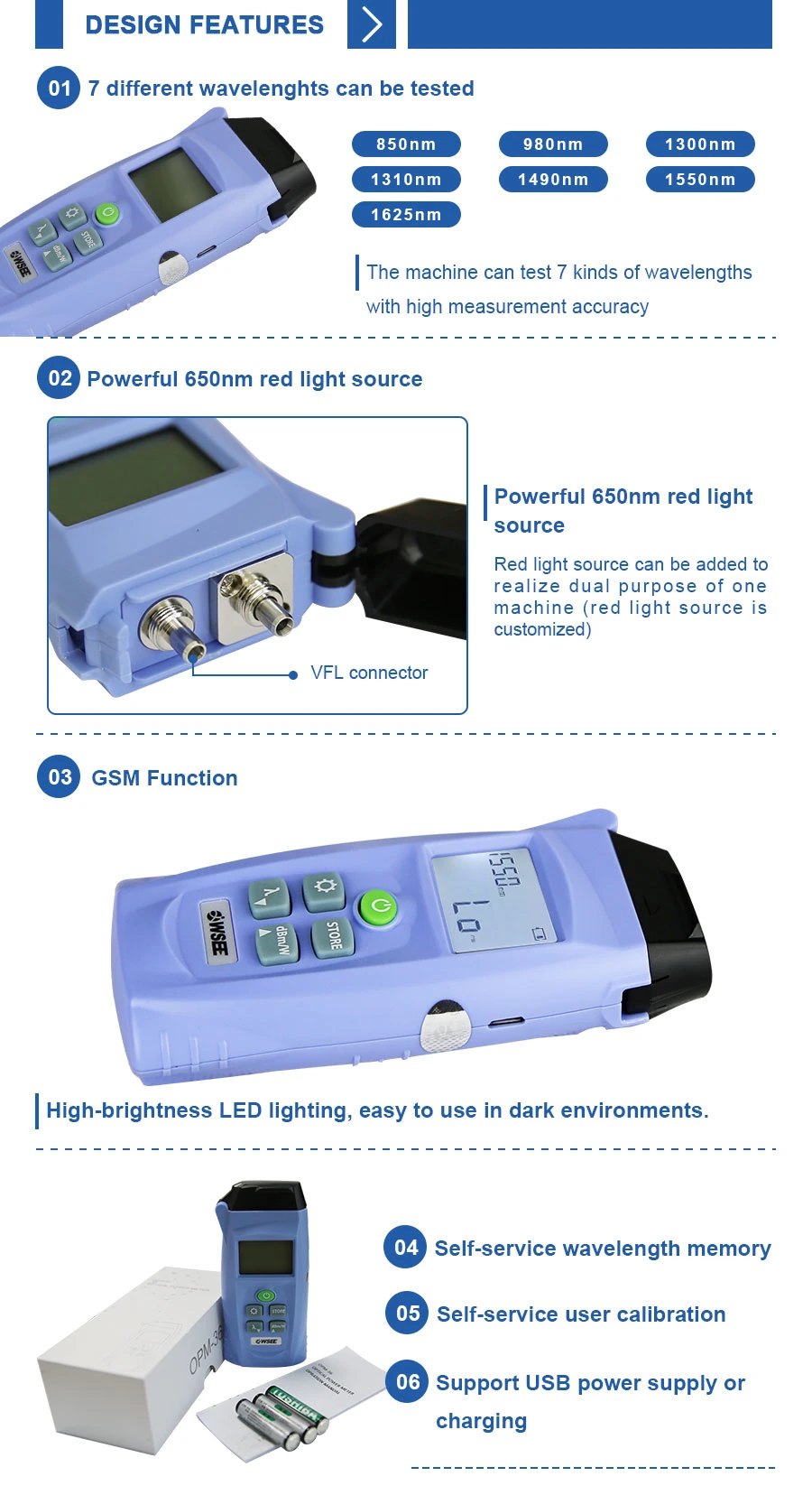 FTTH Optical Fiber Tester Laser Light Source Visual Fault Locator Vfl Fiber Optic Power Meter