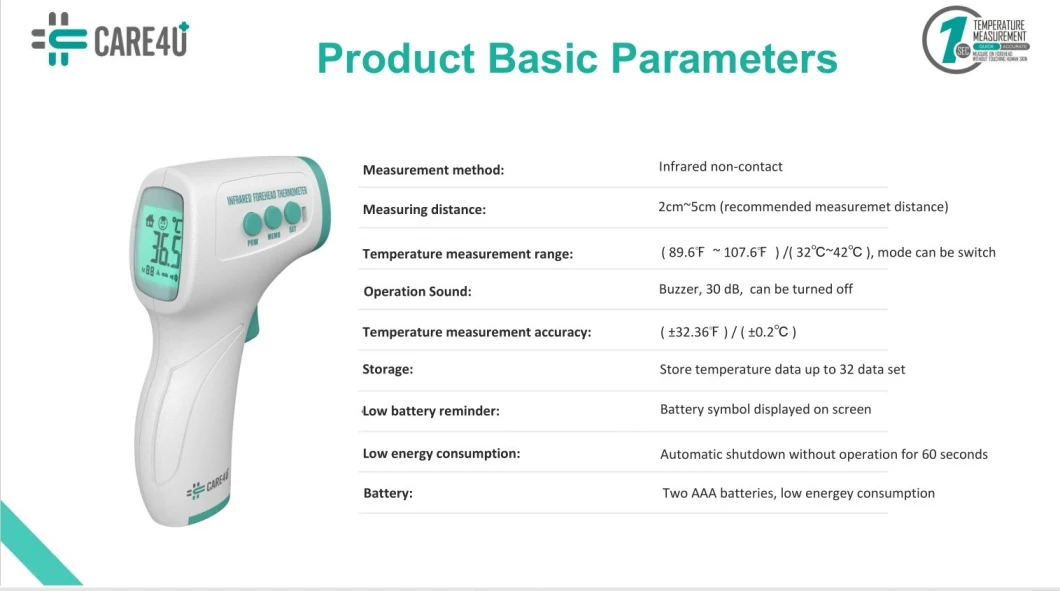 Ce&FDA Digital Thermometer Gun From China One Step Rapid Test Infrared Forehead Thermometer
