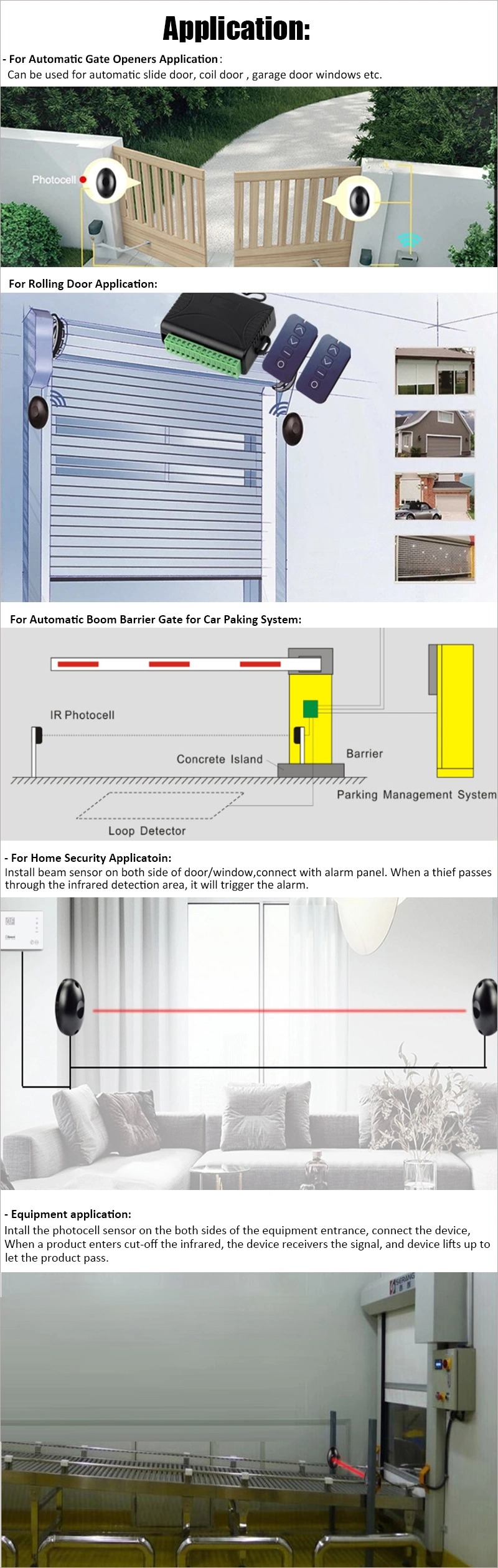 Waterproof Single Infrared Beam Sensor Photoelectric Infrared Barrier Detector