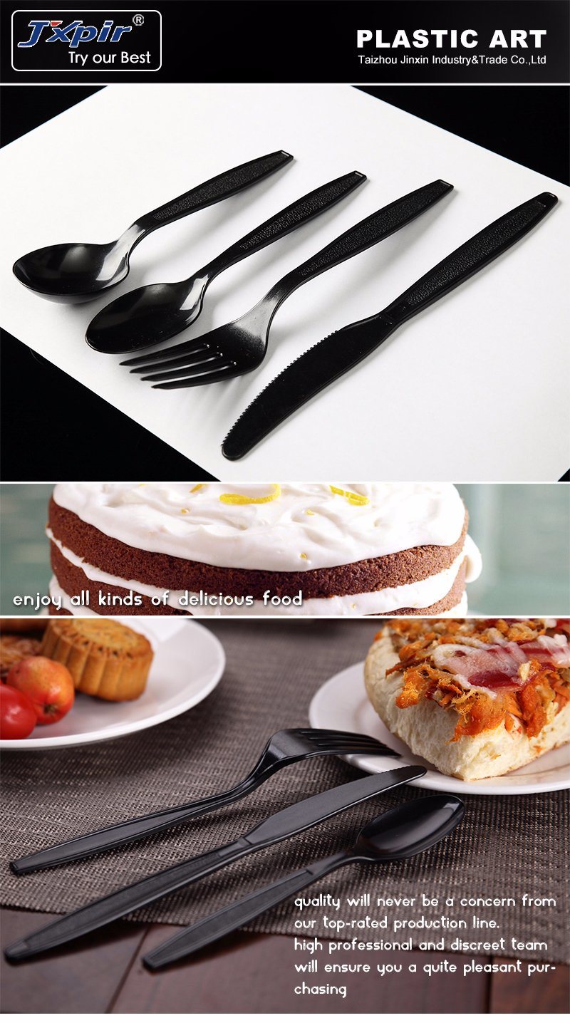 Black Cutlery Combo Set Disposable Fork Knife Spoon Kit 17cm Heavy Duty Cutlery