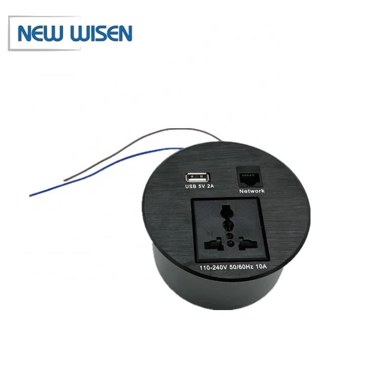 Desktop Round Socket Tabletop Hidden Socket Desktop Power Outlet for Office Tabletop Socket