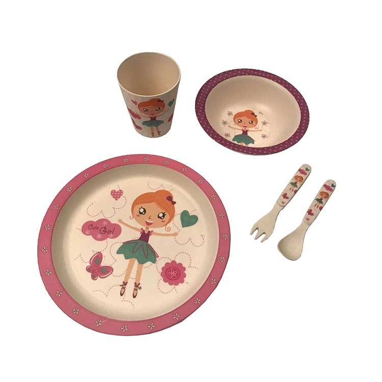 Custom Biodegradable Baby Dinner Plate Eco Friendly Bamboo Fiber Kids Dinner Set for Child (SHIKECORE)