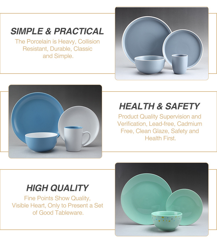 Popular Stoneware Plates with Red Color Glaze Design Ceramic Porcelain Dinnerware Sets
