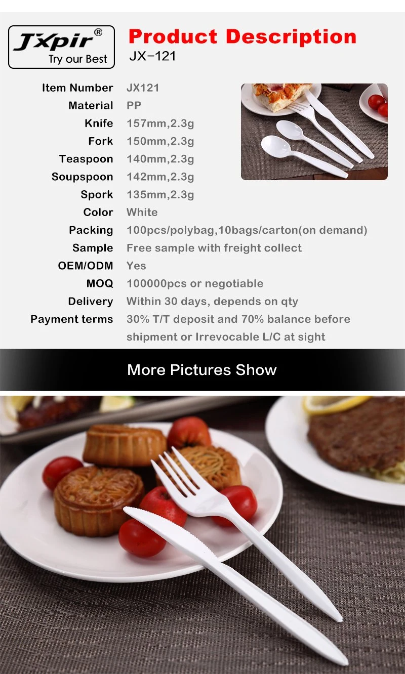 Disposable White Plastic Cutlery Set Individually Wrapped Fork Spoon Knife