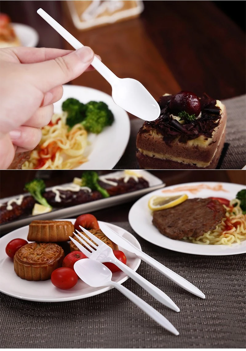 Disposable White Plastic Cutlery Set Individually Wrapped Fork Spoon Knife