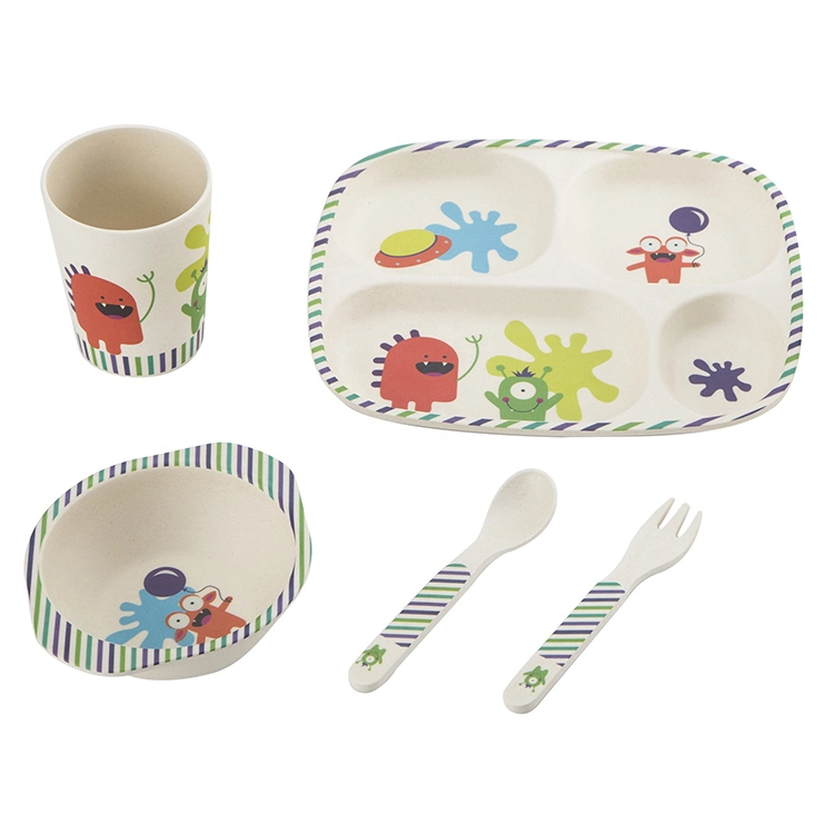 Durable Children Wholesale Bamboo Fiber Kids Dinner Set for Kids