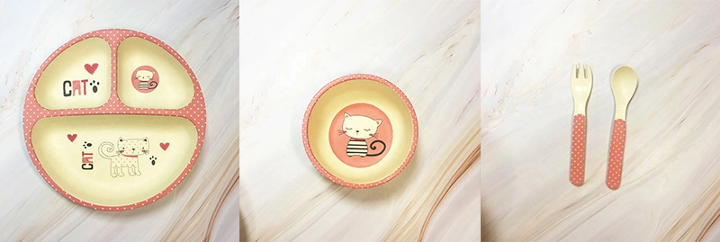 Colorful Bio-Degradable Bamboo Fiber Children Kids Tableware Sets / Dinnerware Sets with Eco-Friendly (SHIKECORE)