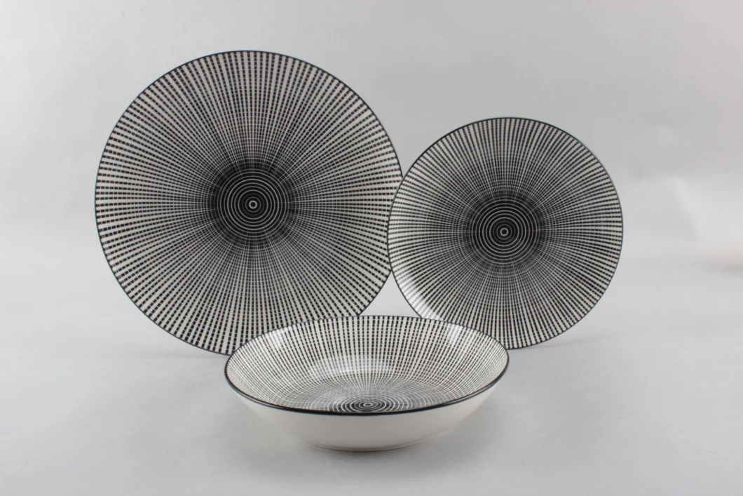 12PCS Fine Ceramic Porcelain Dinnerware Tableware Set Pad Printing Ceramic with Fine Price for 4 People