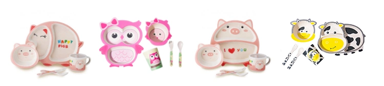 China Wholesale Dinnerware Sets Bamboo Fiber Cute Kids Dinnerware Sets