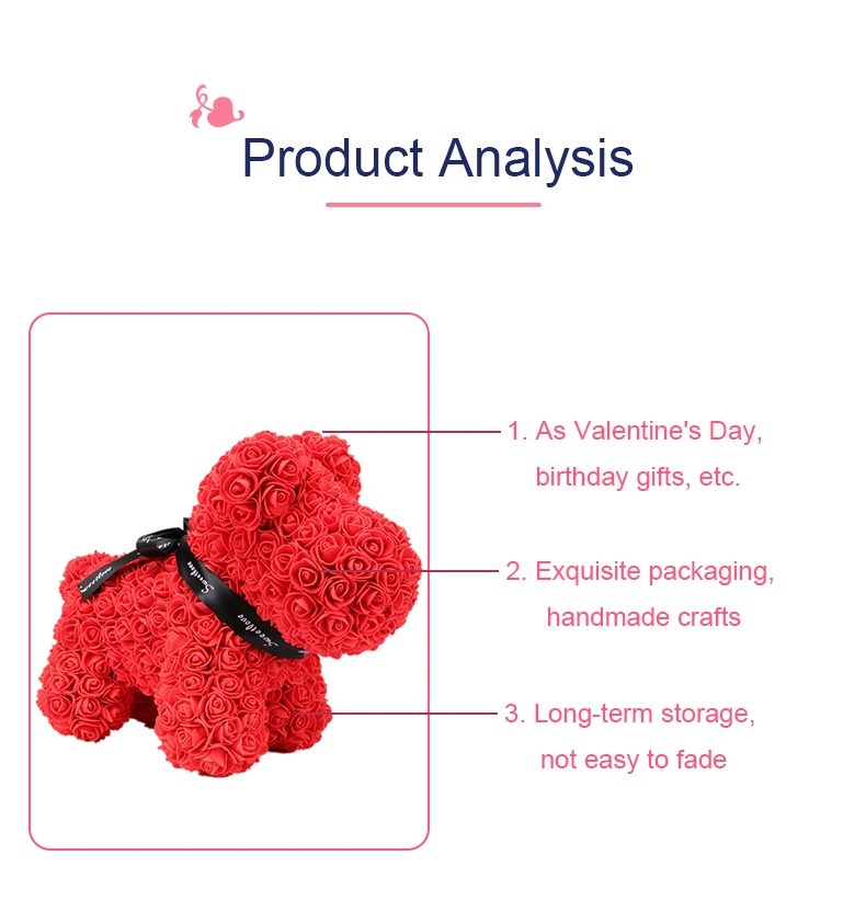 Factory Directly Supply Rose Dog Top Quality Foam Rose Bear for Valentine Day Birthday Gift