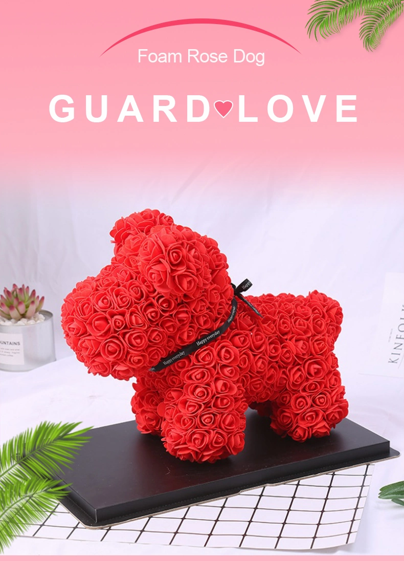 Factory Directly Supply Rose Dog Top Quality Foam Rose Bear for Valentine Day Birthday Gift