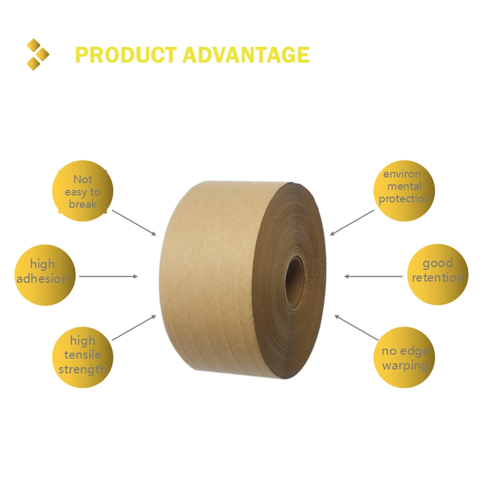 China Factory Price Water-Activated Kraft Paper Gummed Tape Custom Size for Carton Box Sealing