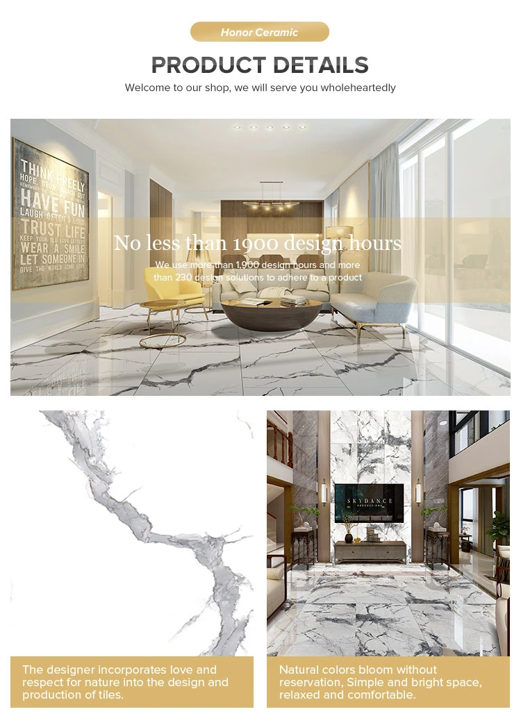 900X1800mm White Marble Glazed Tile Carrara Polished Porcelain Tile