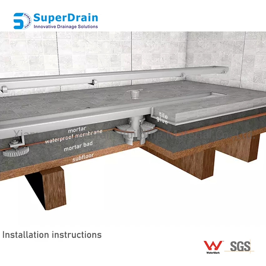 Bathroom Shower Linear Drain Insert Linear Concrete Tile Odor Resistant Long Floor Drain