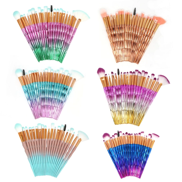 New Makeup Brushes 20PCS Gradient Diamond Makeup Brush Set Colorful Handle Brushes Set