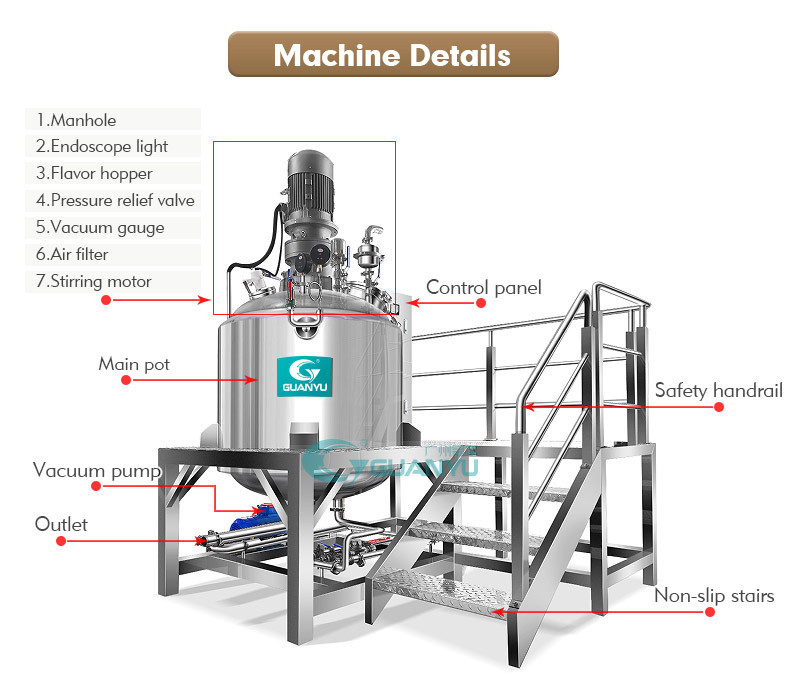 500L 1000L Liquid Mixer Tank Vacuum Homogenizer Mixer Tank Machine for Detergent Lipstick Liquid Soap