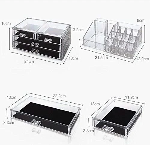 Jewellery Storage Box Acrylic Lipsticks Make up Organiser Holder Cosmetic Case