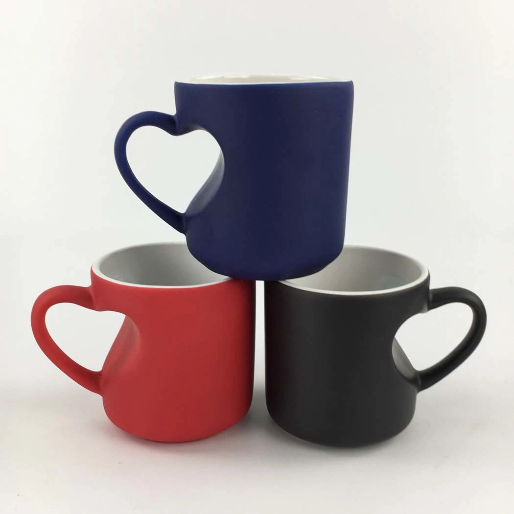 Heart Shape Matte Color Changing Ceramic Magic Mug for Sublimation Printing (Red color)