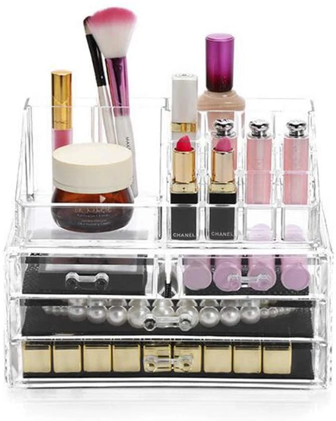 Jewellery Storage Box Acrylic Lipsticks Make up Organiser Holder Cosmetic Case