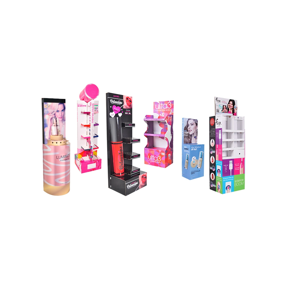 Custom Supermarket Retail Pop Cardboard Paper Display Stand for Cosmetic Lipsticks