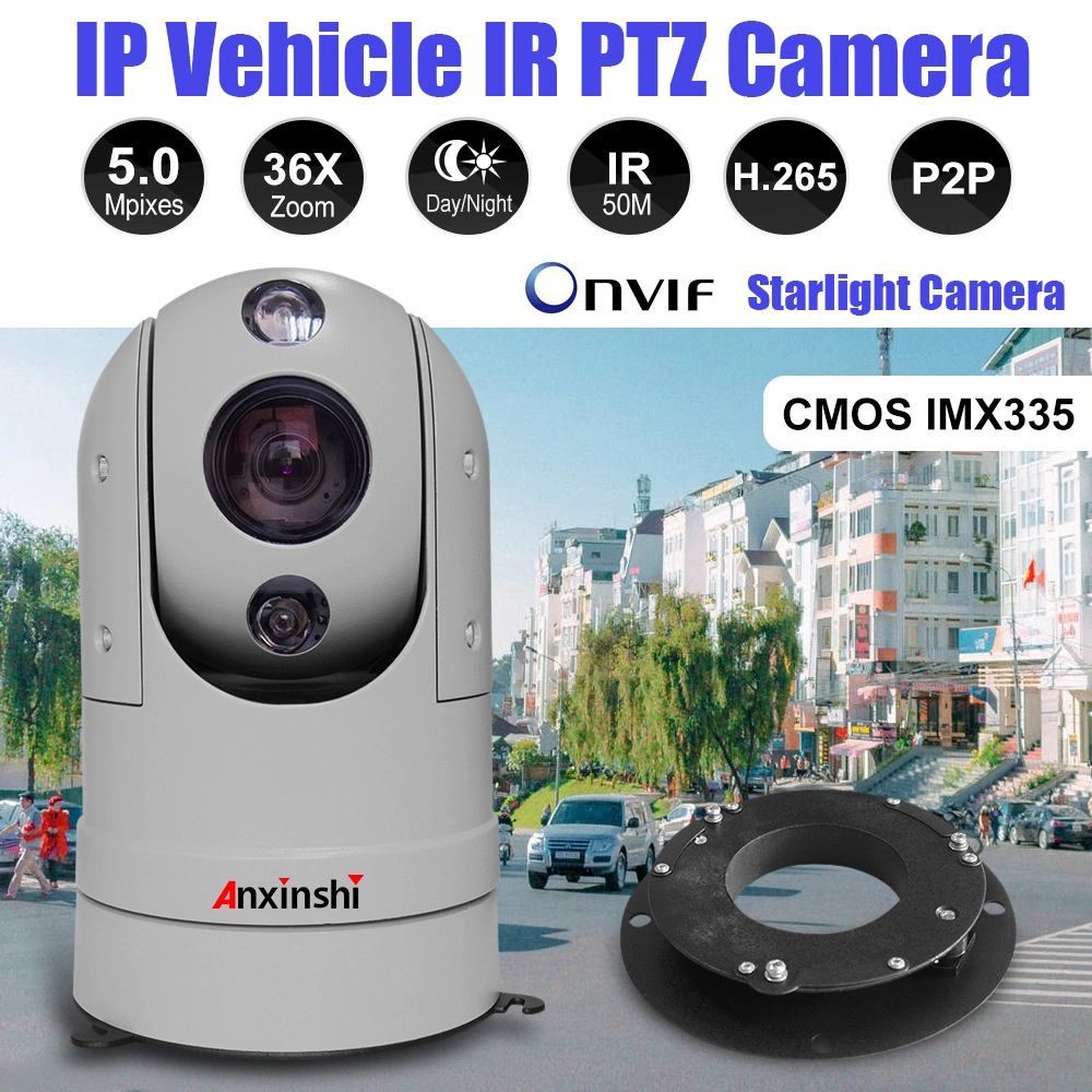 36X 5MP Vehicle Mounted IP PTZ Camera Starlight Color Night Vision Car Camera PTZ Top Mount Camera