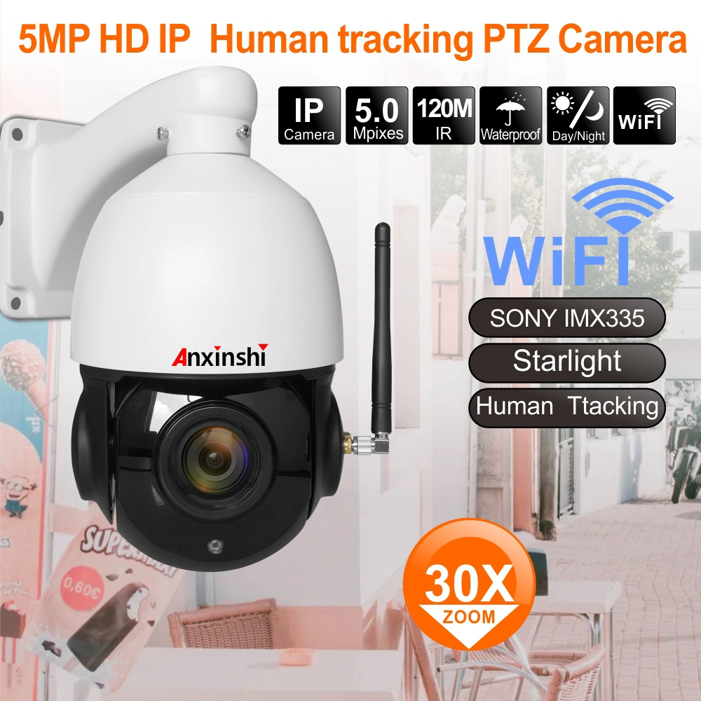 Network 5MP 30X Zoom WiFi Camera Starlight IR 120m Human Tracking IP PTZ CCTV Camera