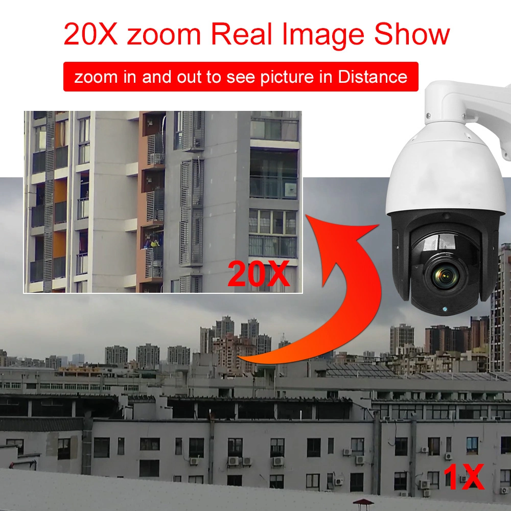 2MP/5MP Auto Tracking 20X Zoom PTZ Waterproof IP66 Poe IP Security CCTV Camera