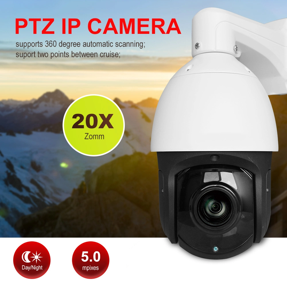 2MP/5MP Auto Tracking 20X Zoom PTZ Waterproof IP66 Poe IP Security CCTV Camera