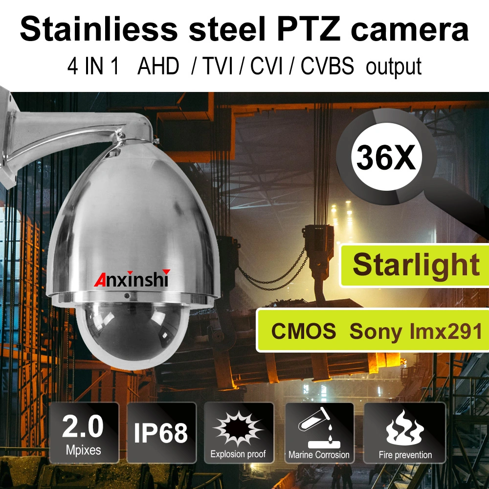 Corrosionproof Camera in Marineproof Stainless Steel PTZ 36X Zoom CCTV Camera