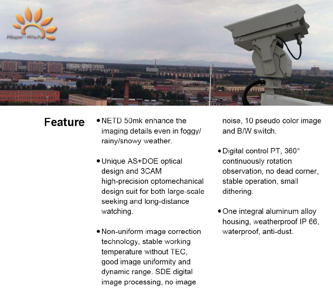 Long-Range Zoom Thermal Camera 10X Optical Zooming Lens 17km