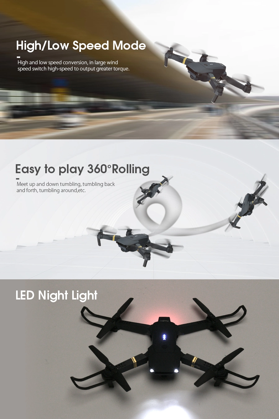 GPS Drone 4K 1080P HD Dual Camera WiFi RC Quadcopter Foldable Mini Drone