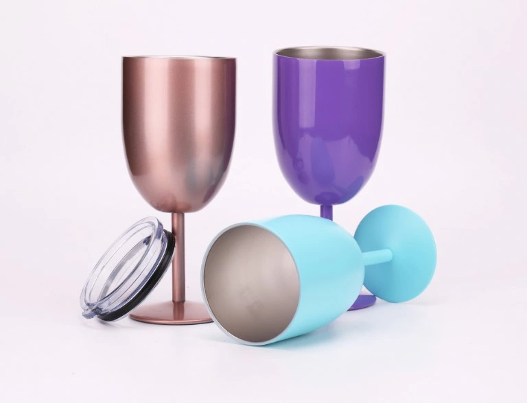 2020 New Arrival 10oz/12oz Stainless Steel 304 Vacuum Insulated Double Wall Wine Cup Water Goblet with Lid