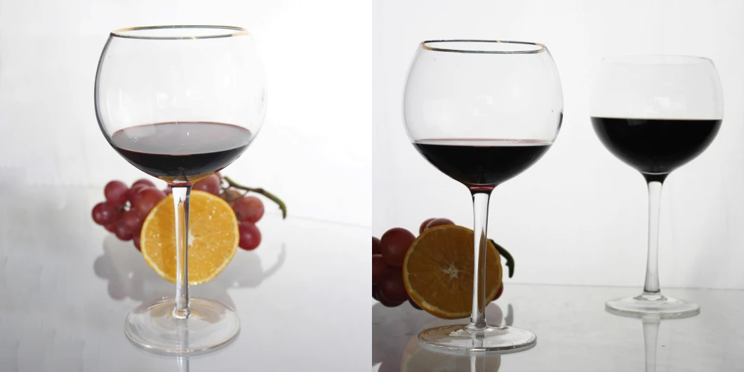 Slant Rim 450ml Colored Rainbow Red Wine Glass Goblet with Iridescent Luster Design