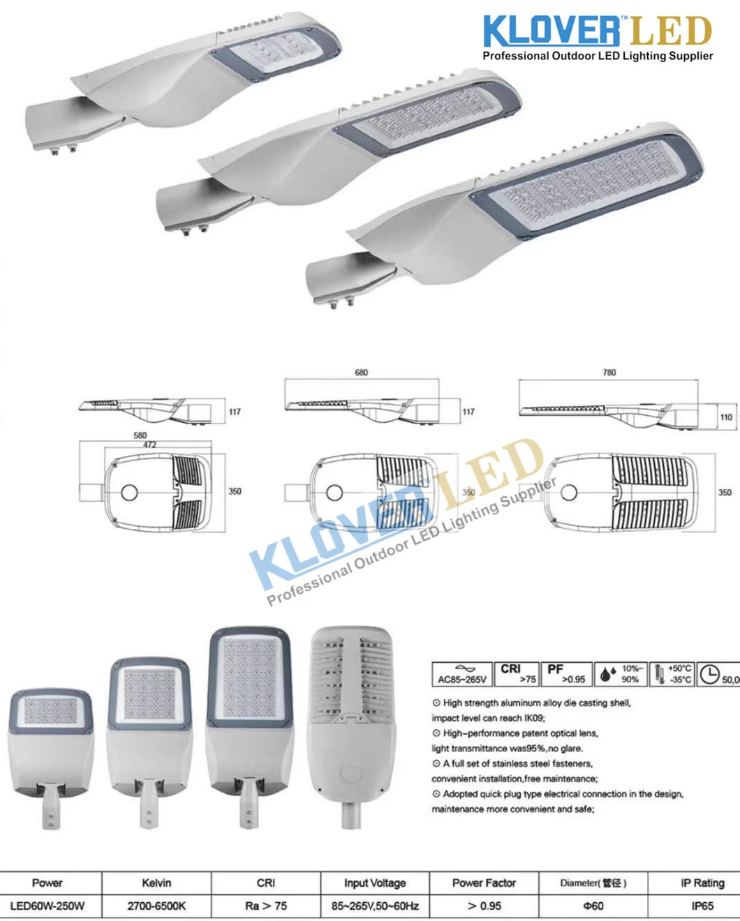 Outdoor IP65 Ik10 Lumileds 3030 Outdoor 100W 150W 200W LED Street Light Outdoor LED Lighting