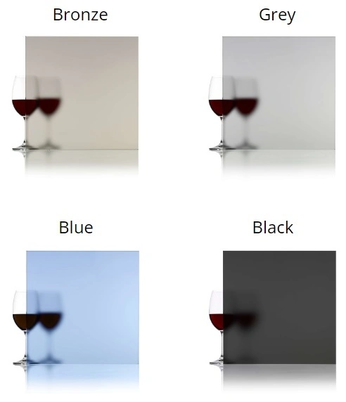 Blue /Green / Bronze Tinted Glass Acid-Etched Glass for Wall Partitions