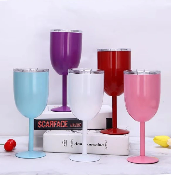 2020 New Arrival 10oz/12oz Stainless Steel 304 Vacuum Insulated Double Wall Wine Cup Water Goblet with Lid