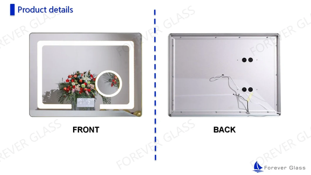 Makeup LED Lighted Mirror Silver Mirror Decorative Oval Bathroom Wall Mirror with Pad Touch Sensor