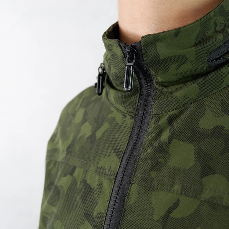 Vintage Camouflage Windbreaker Pullover Slim Jacket Coat Winter Mens Black