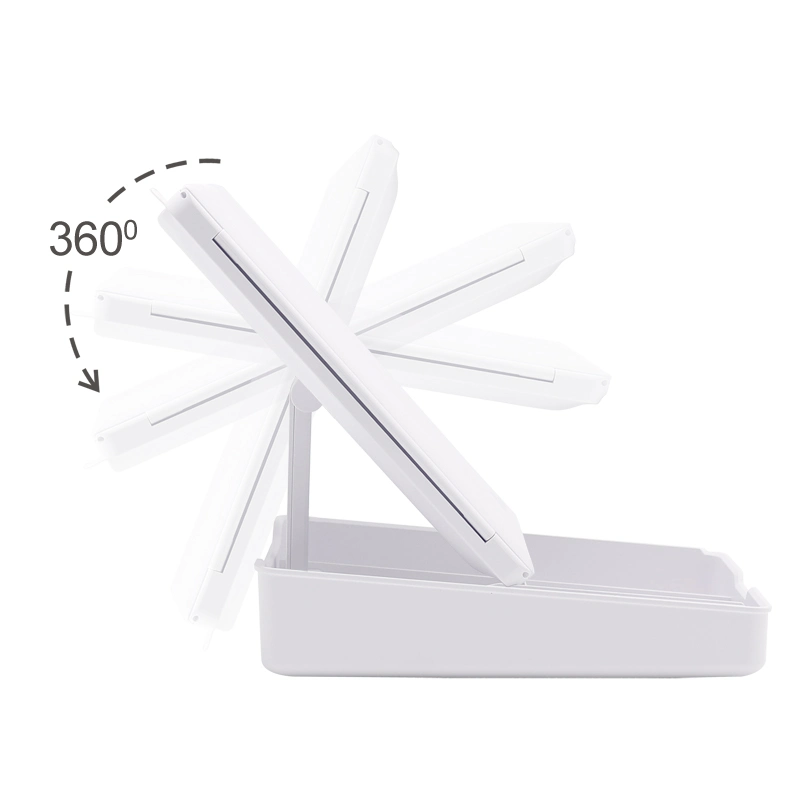 Dimmable Square Tabletop 7X LED Vanity Mirror with Organizers for Makeup