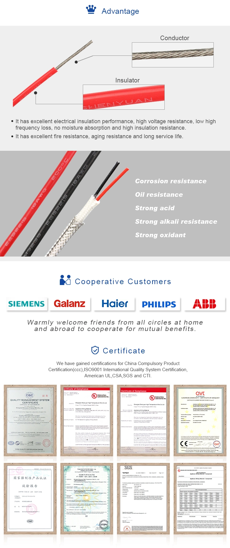 Oil Resistant Heat Resistant Silver Plated Copper Fluoroplastic Insulated Wire