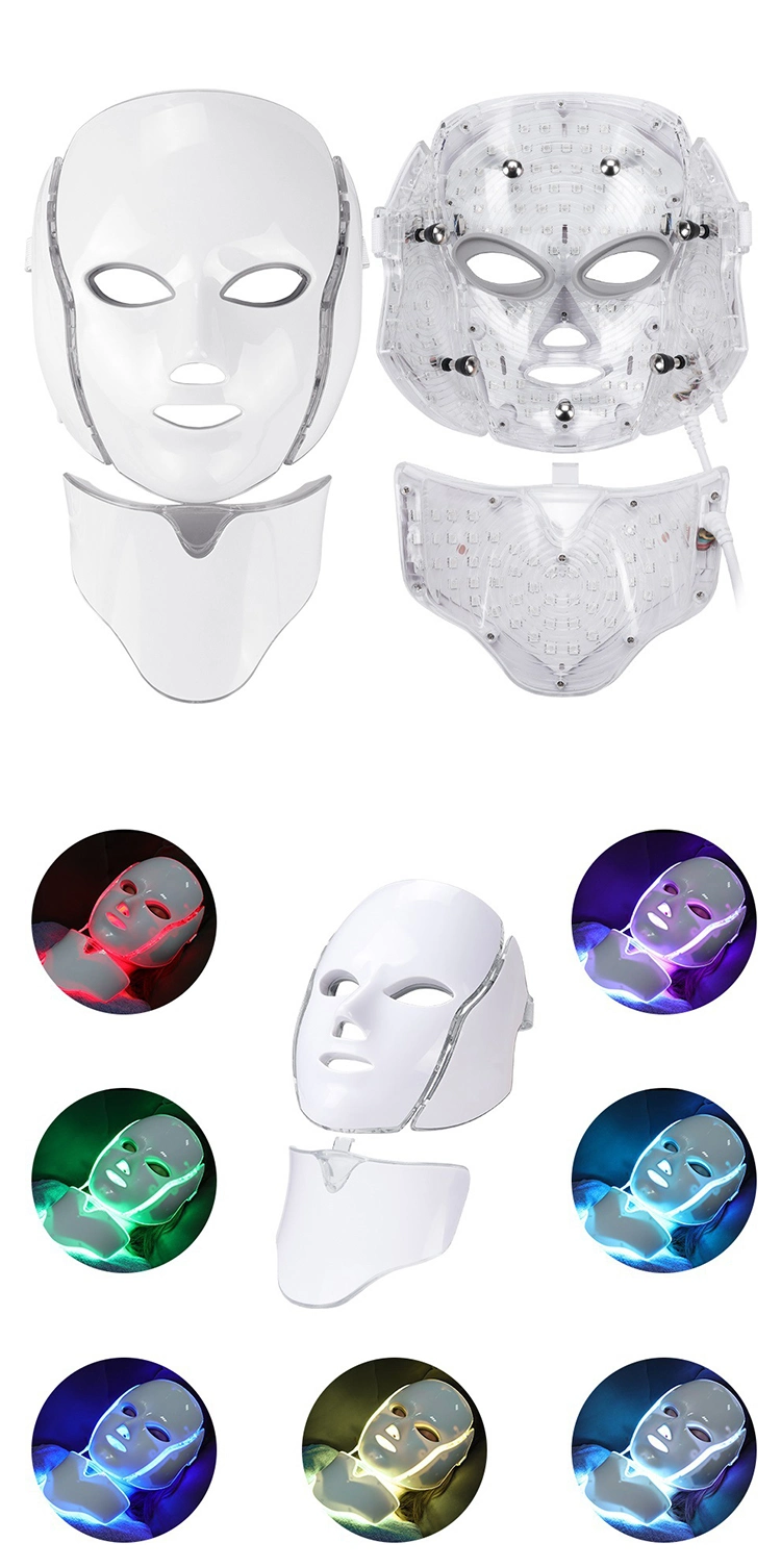 Face Mask with 7 Color LED Light Therapy Acne Treatment Photon Skin Rejuvenation Facial Mask