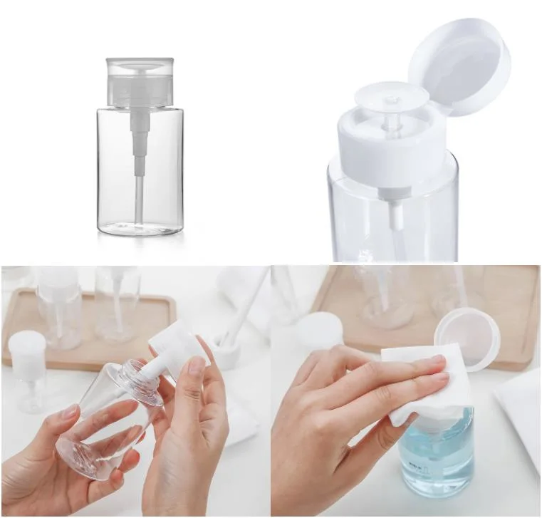 300ml Pet Plastic Unique Hand Finger Nail Art Designs Pump Nail Pump /Cleansing Oil Bottle